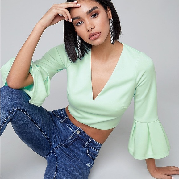 Scuba flutter crop top honeydew - Picture 3 of 8